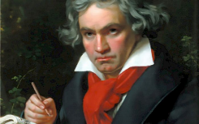 Ludwig van Beethoven (1770–1827). Idealisierendes Gemälde von Joseph Karl Stieler, ca. 1820 (Detail). © Alamy